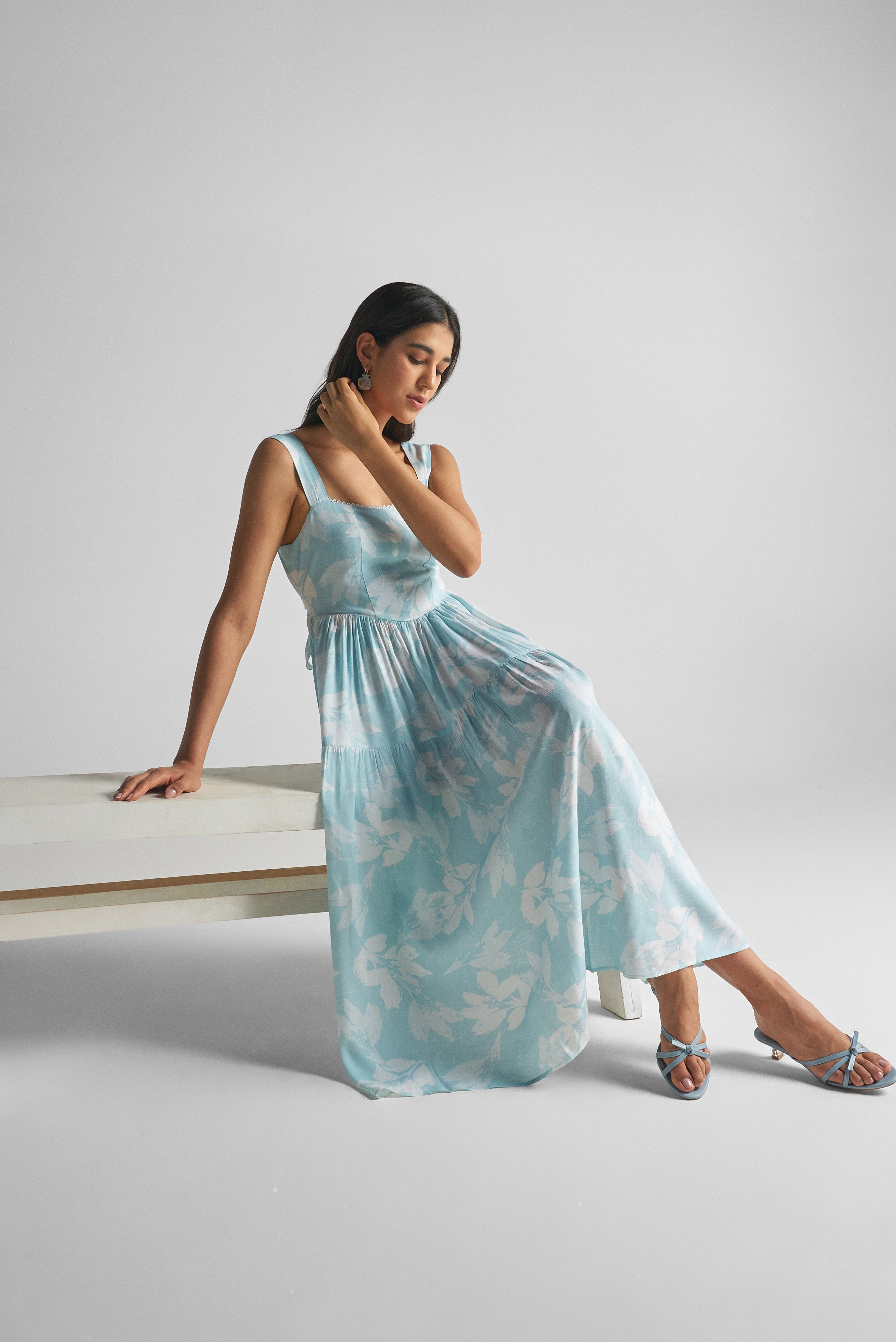 Sky Blue Floral Sundress Gablor — free download