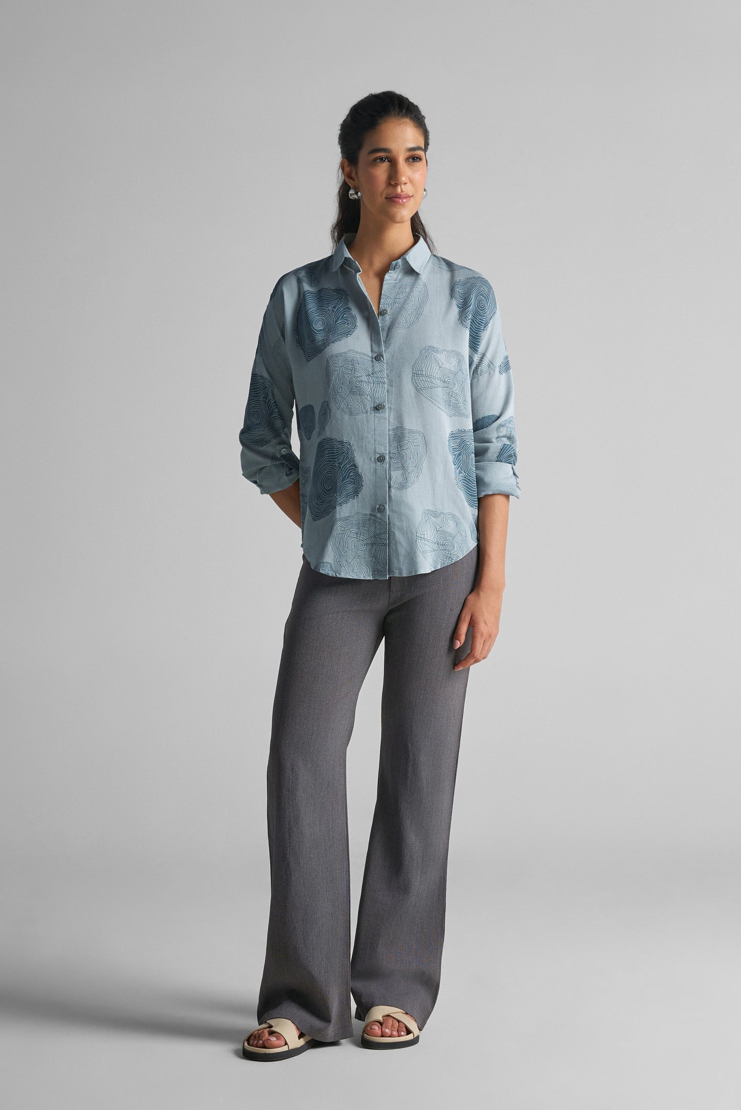 Grey Woodgrain Printed Shirt