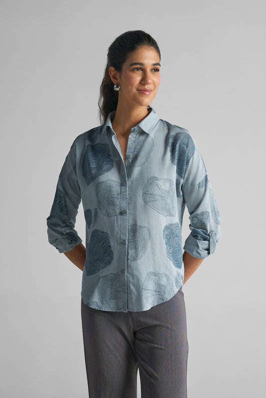 Grey Woodgrain Printed Shirt