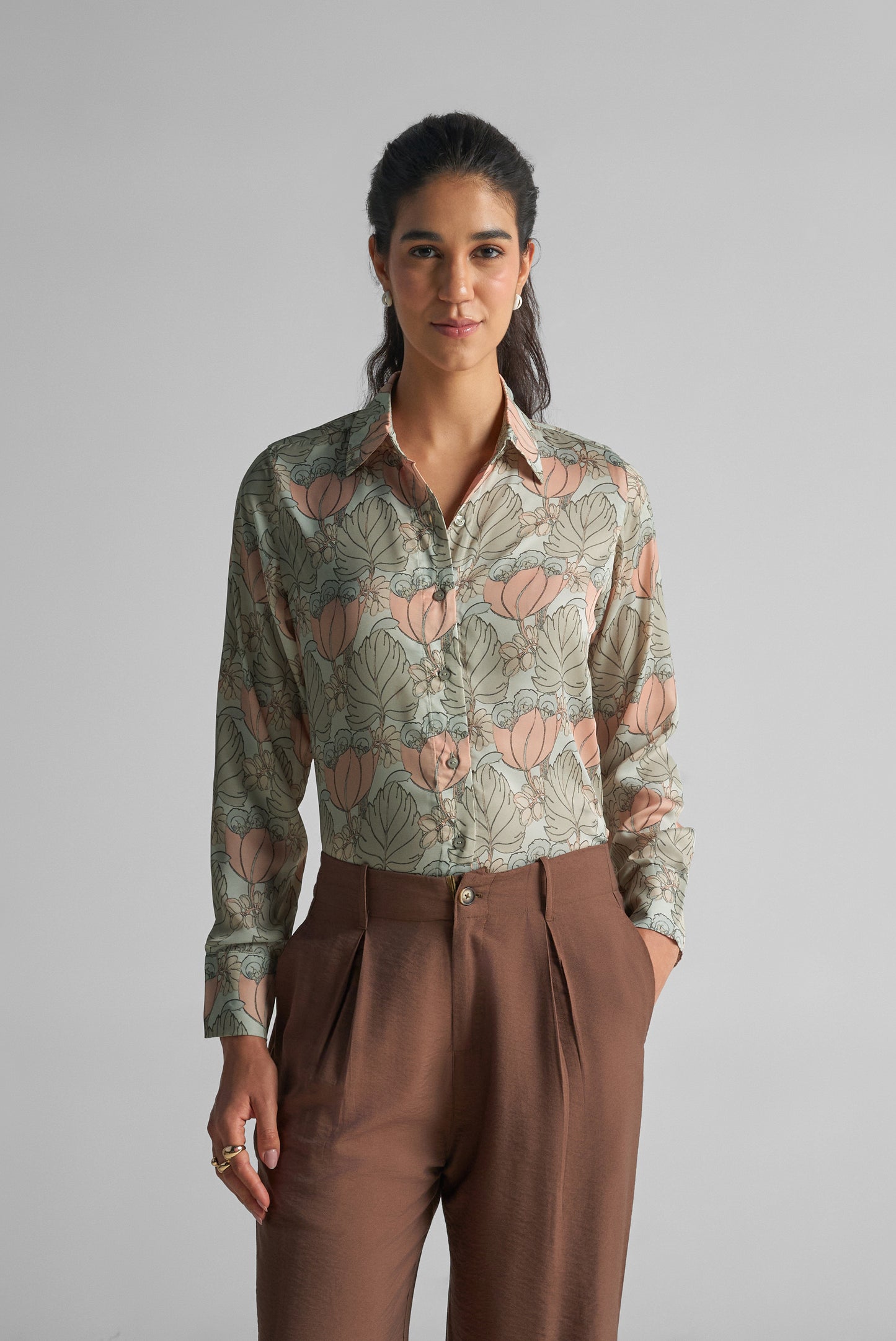 Gin Green Floral Print Shirt
