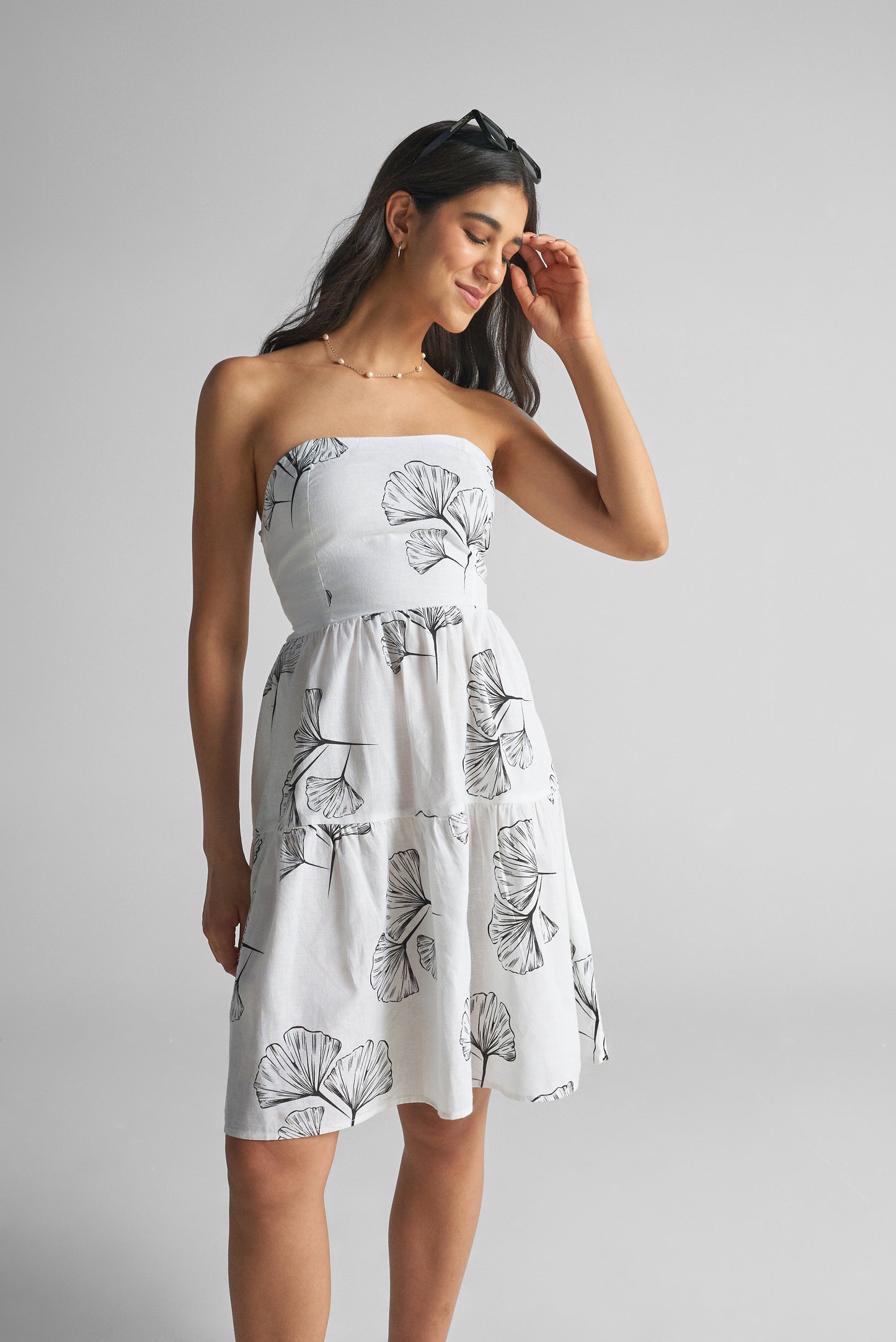 Floral Print Strapless Top