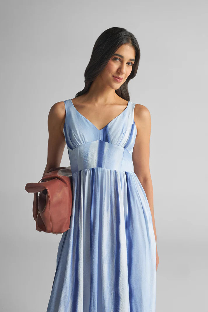 LILAC BLUE TIE-DYE CUTOUT DRESS