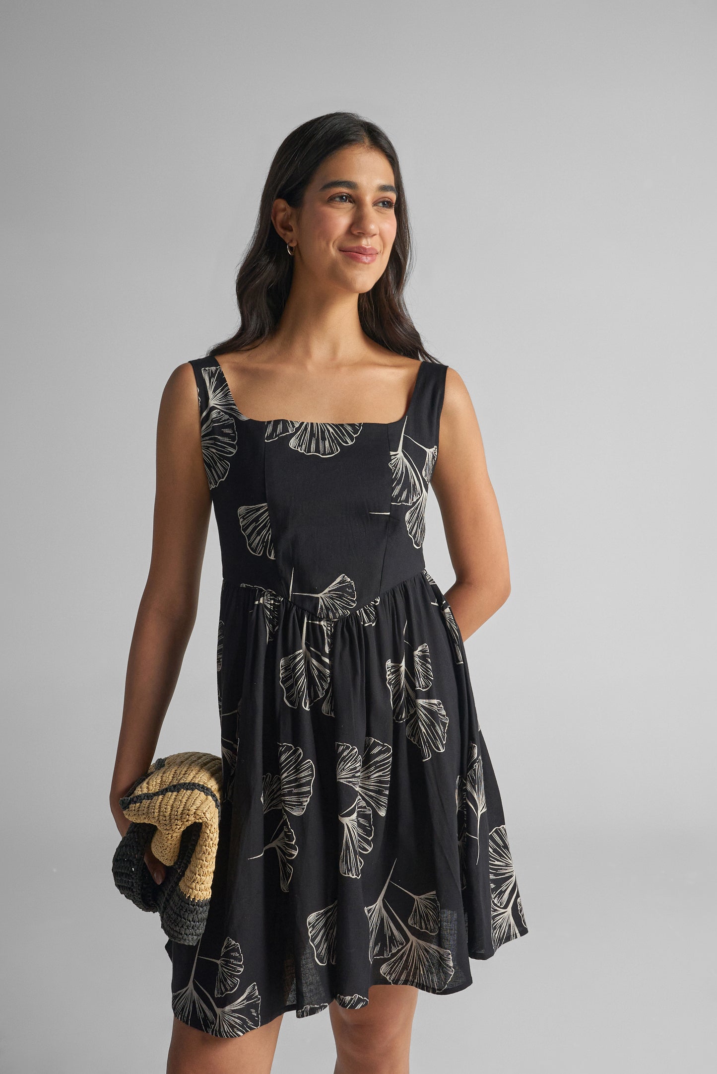 Noir Black & White Botanical Top