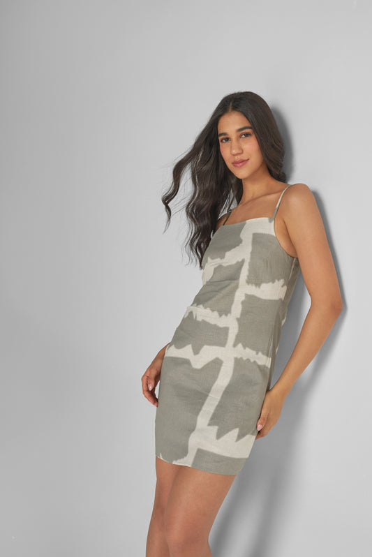 Aloe Grey Abstract Print Mini Dress