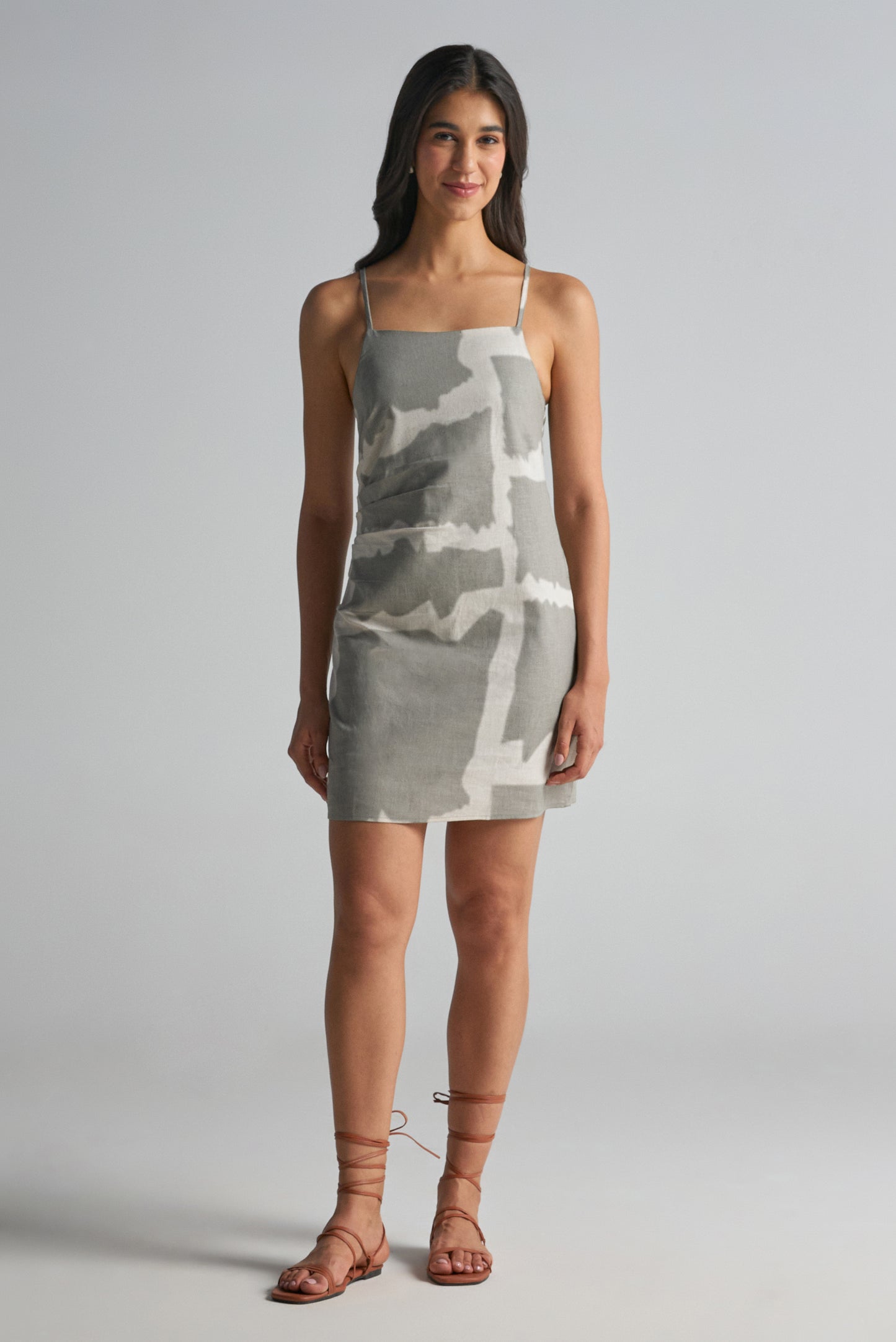Aloe Grey Abstract Print Mini Dress
