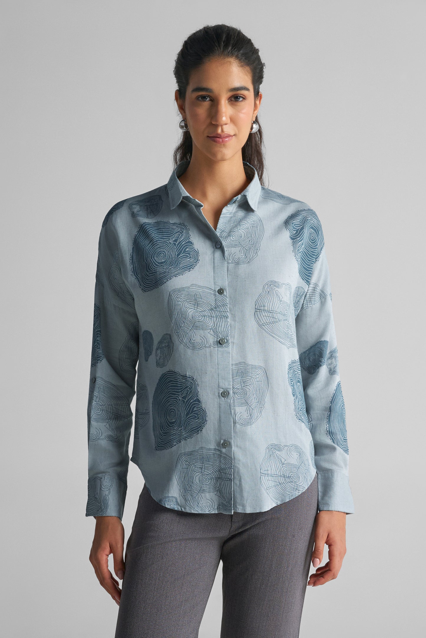 Grey Woodgrain Printed Shirt