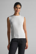 White Textured Sleeveless Top