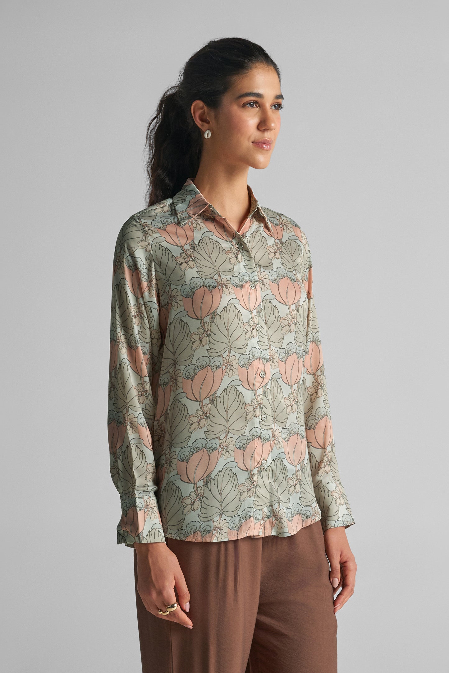 Gin Green Floral Print Shirt