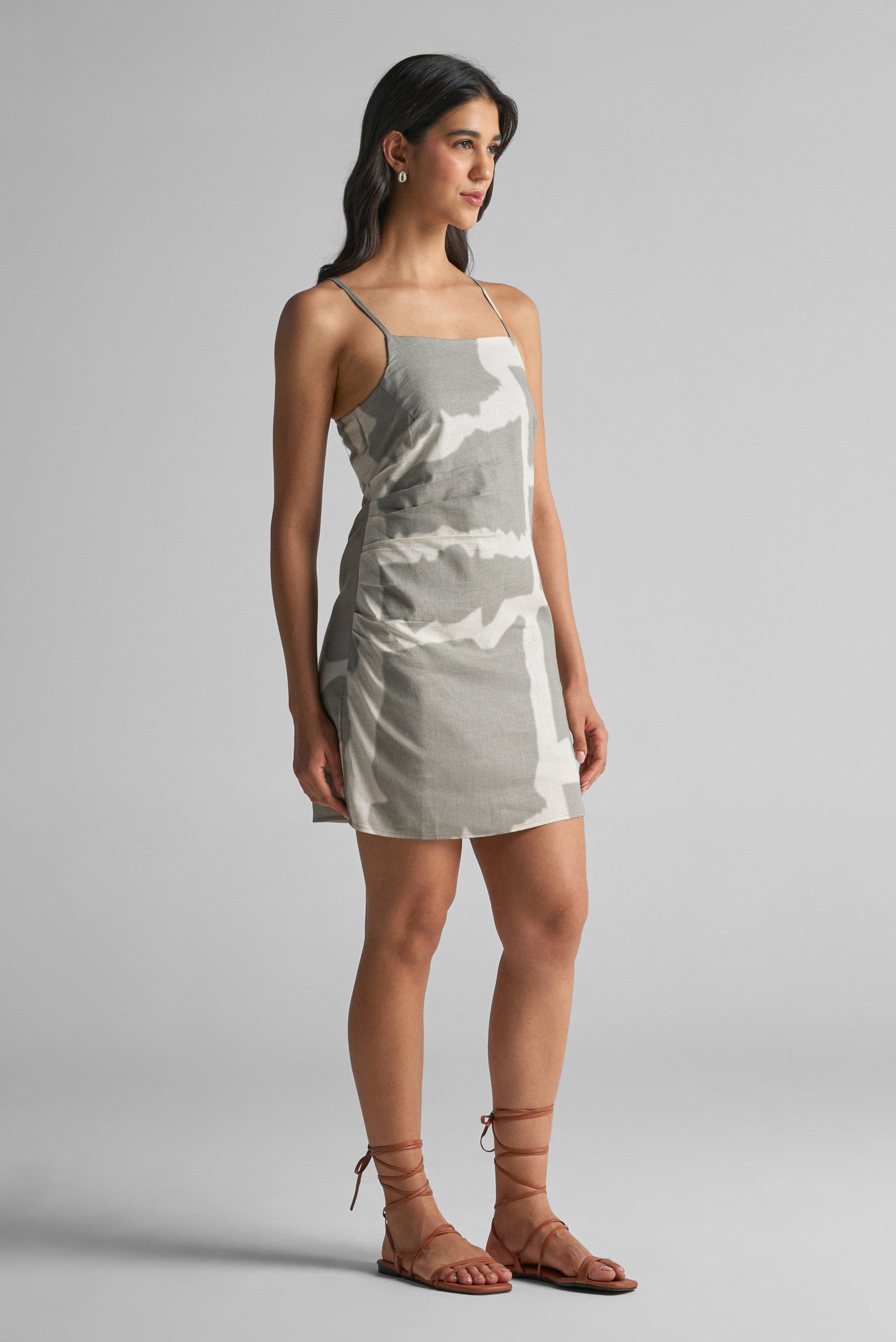 Aloe Grey Abstract Print Mini Dress