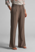 Mocha Brown Wide-Leg Trousers