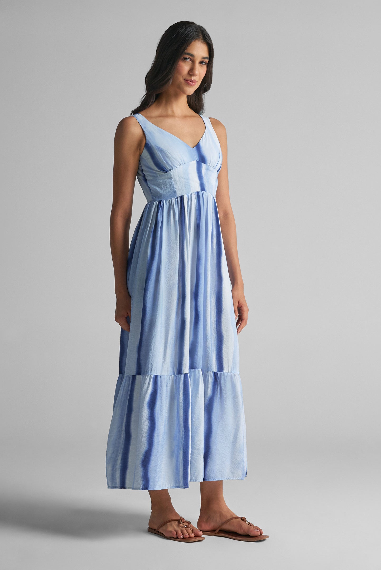 Lilac Blue Tie-Dye Cutout Dress