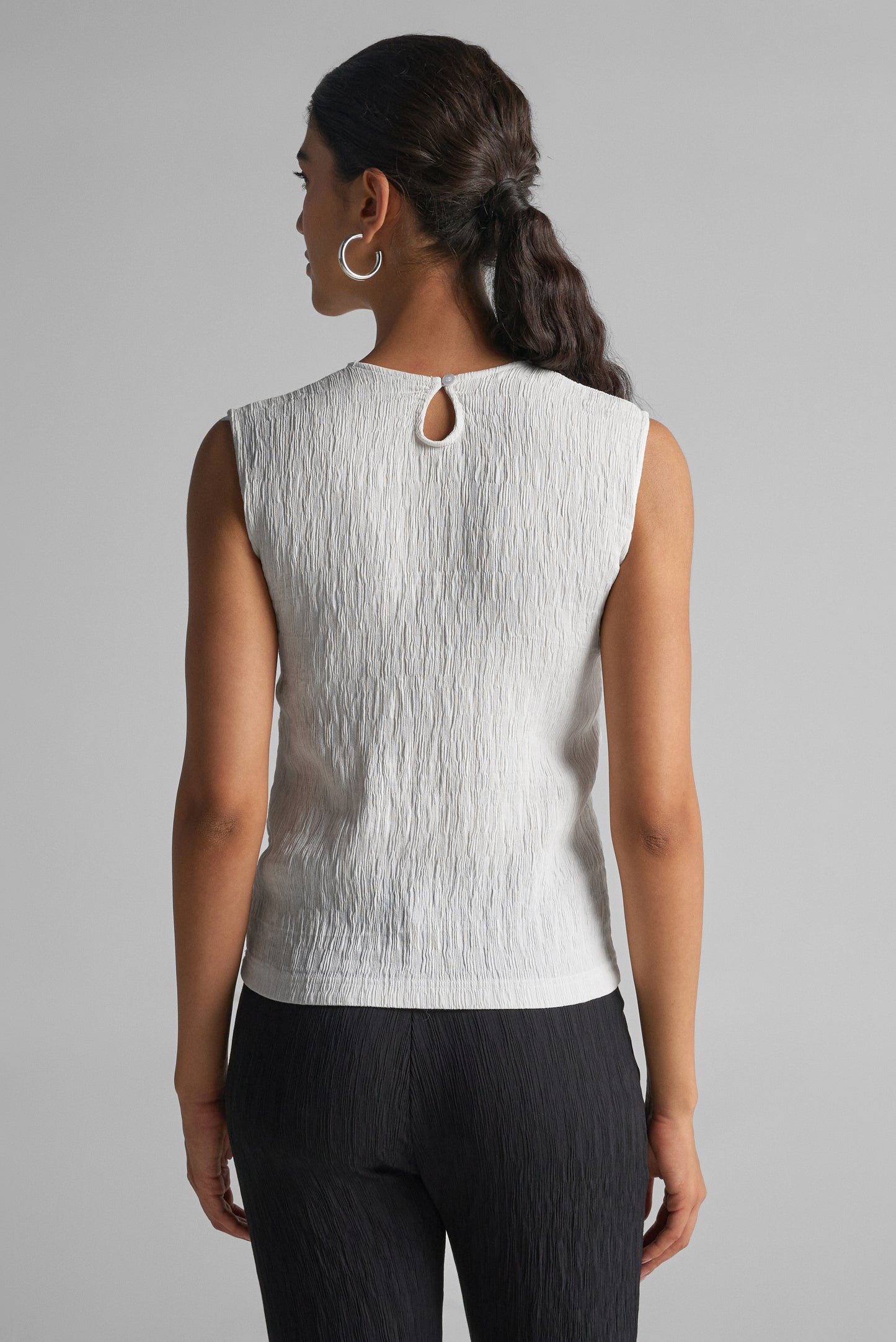 White Textured Sleeveless Top