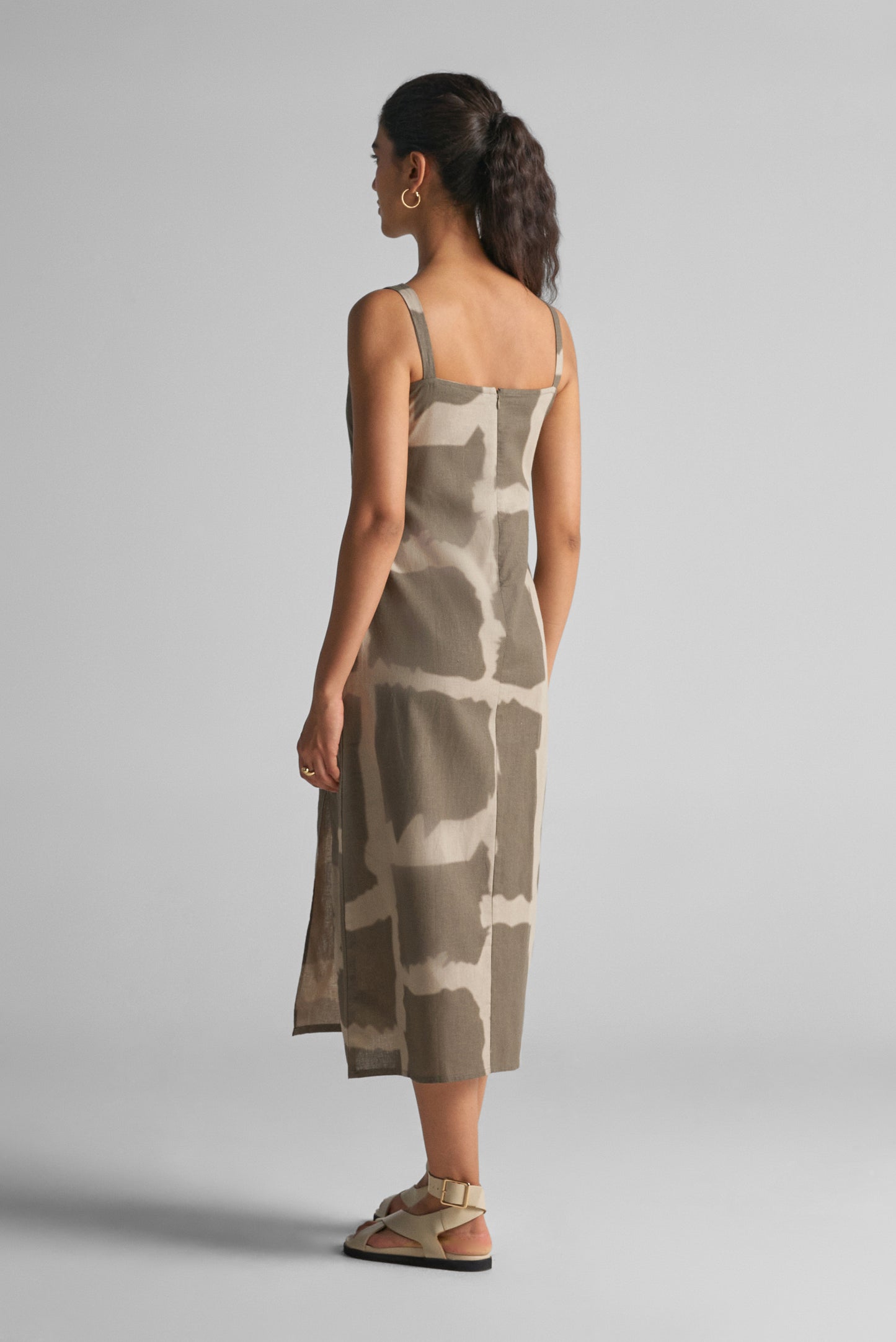Lichen Green Abstract Midi Dress