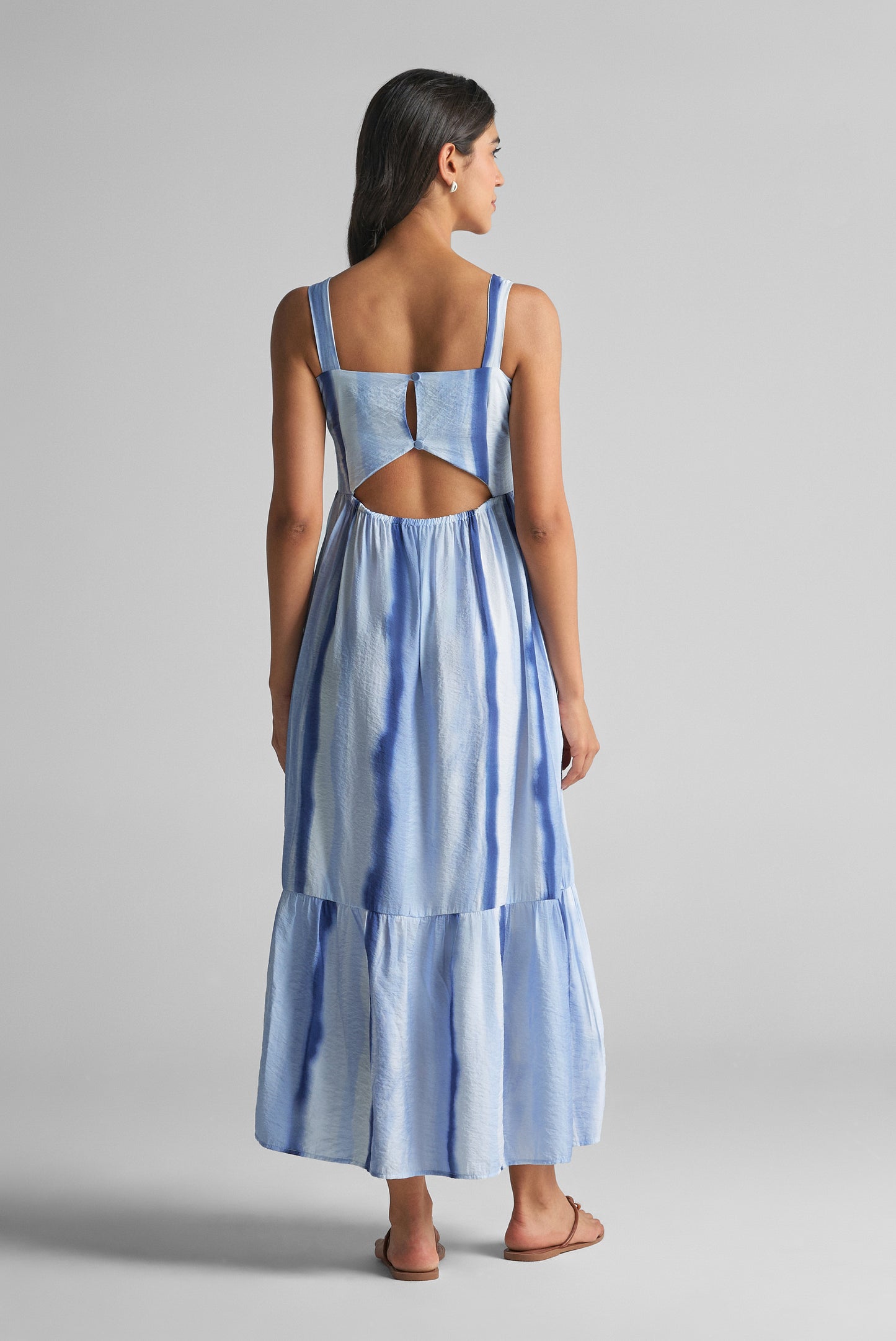 Lilac Blue Tie-Dye Cutout Dress