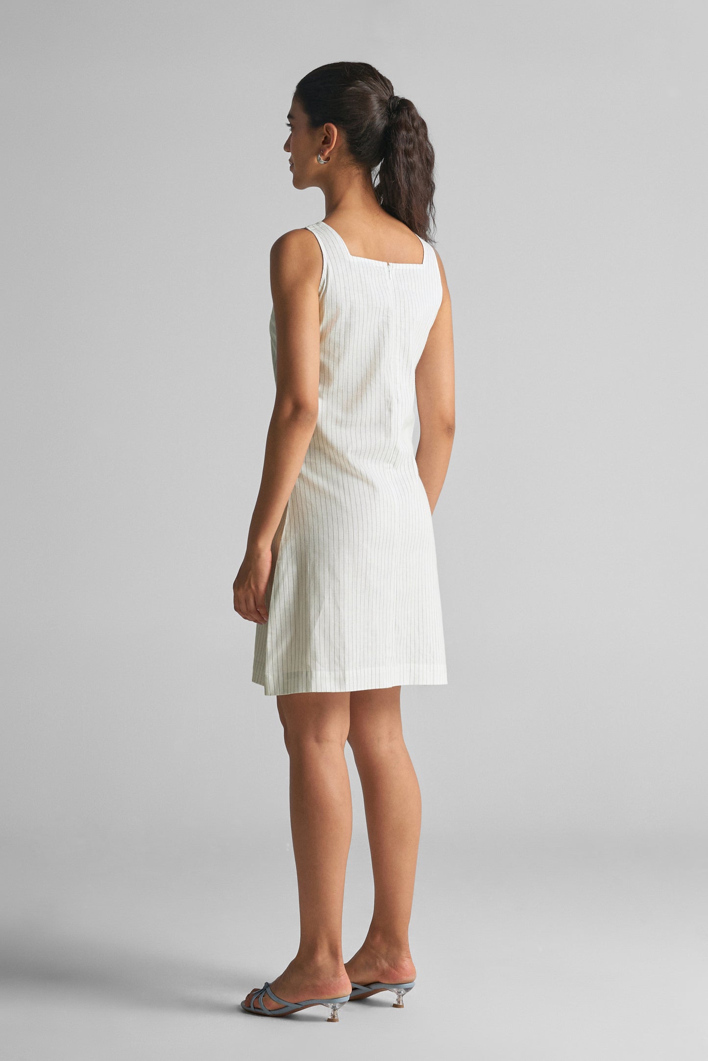 Pearl White Pinstripe Shift Dress