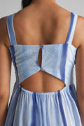Lilac Blue Tie-Dye Cutout Dress