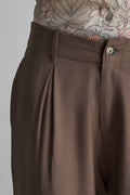 Mocha Brown Wide-Leg Trousers