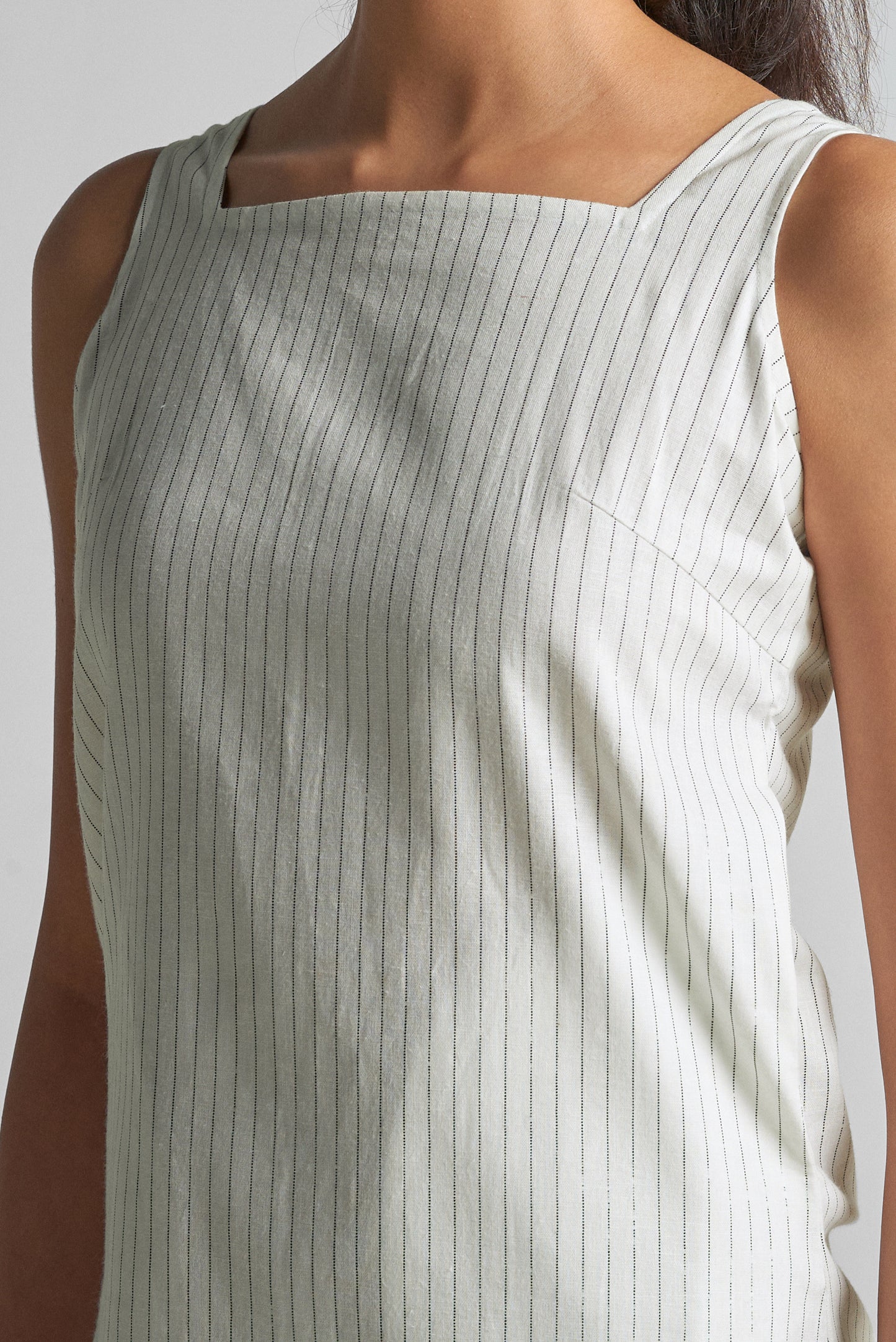 Pearl White Pinstripe Shift Dress