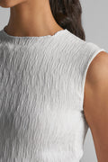 White Textured Sleeveless Top