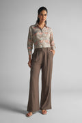 Mocha Brown Wide-Leg Trousers