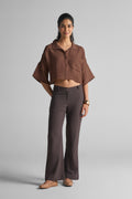 Cocoa Brown Textured Crop Top