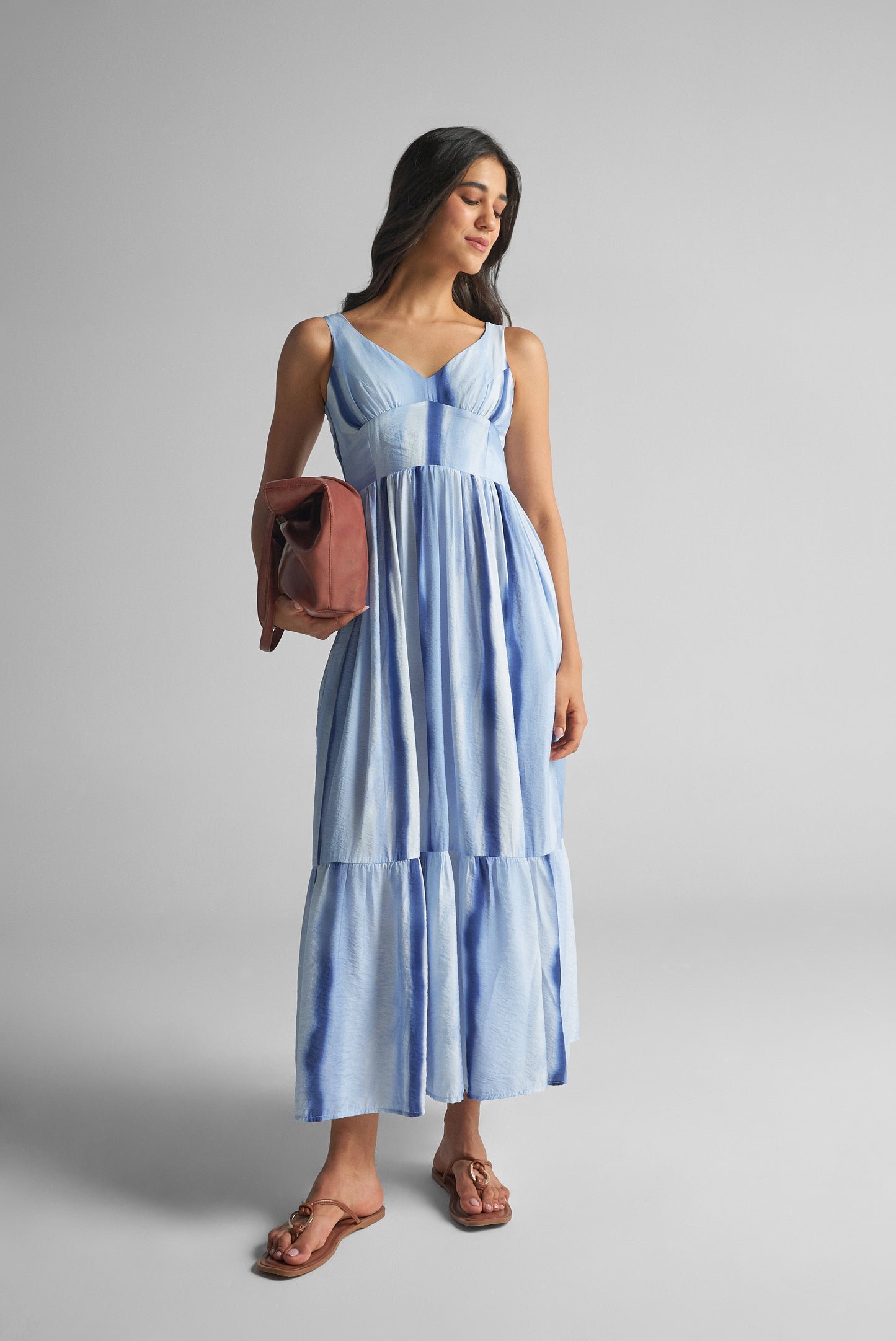 Lilac Blue Tie-Dye Cutout Dress