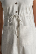 Off-White Striped Cotton Apron Top